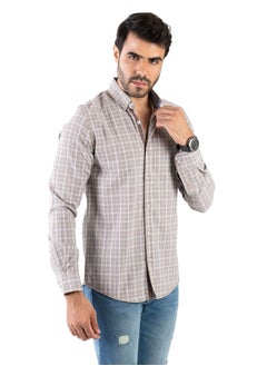 Buy Men's Shirt - Made Of Cotton - Caffee - Multicolor in Egypt