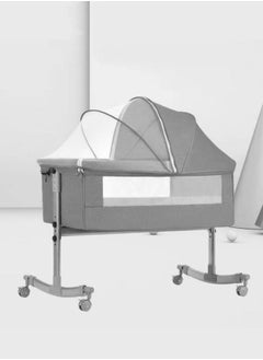 Buy 3 in 1 Baby Folding Crib Portable Cosleeping Bed With Adjustable Bedside And Sleeper 6 24 Months - Grey in Saudi Arabia