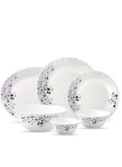 Buy LaOpala Classic 38 Pcs Dinner Sets Glass Material  Plates Mystrio Black Dinner Set Microwave Safe & Dishwasher Safe Minimalist Style Lightweight Bowls, Cups, Plates Set-Reusable in Saudi Arabia