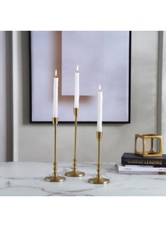 Buy Aria Metal Taper Candle Holder 9.9x9.9x22.9cm- Gold in UAE