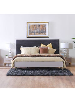 Buy Helen King Bed Plus 2 Night Stand King Size Bed Frame Strong And Sturdy Modern Design Wooden Double Bed Furniture Grey/Gold 206x186x121 cm in UAE