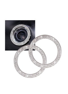 Buy Car Supplies One-Key Start Button Decorative Ring, Diamond-Set Crystal Ignition Ring Car Volume Button Decorative Ring, Bling Car Interior Accessory for Women, Silver in UAE