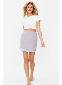 اشتري Gray End Detail Mini Woven Skirt TWOSS24ET00092 في مصر