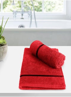 Buy Cotton 450 GSM Ultra Soft, Super Absorbent, Antibacterial, Gym, Workout, Yoga Hand Towel (40 cm x 60 cm) (Red, Set of 2) in UAE