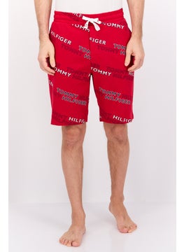 اشتري Men Brand Logo Drawstring Pajama Bottom, Red Combo في الامارات