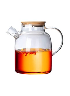 Buy Glass Teapot, Stovetop & Microwave Safe Glass Borosilicate Teapot, Glass Teapot with Strainer, Glass Pot with Wooden Lid, Loose Leaf and Fruit Tea and Fragrant Tea,60.8oz/1800ml (Wooden Lid) in UAE