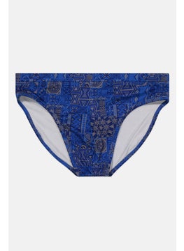 اشتري Men Allover Print Pull-On Swim Brief, Blue في الامارات