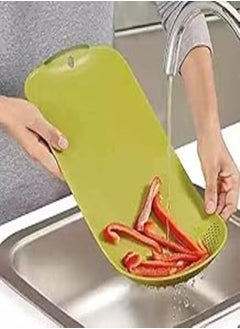 Buy Cutting Board With Integrated Strainer For Washing Vegetables And Fruits Chopped - Multi Color in Egypt