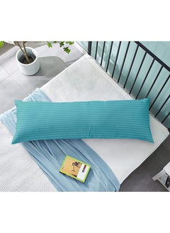 اشتري Krude  Long Body Pillow 1pc, Fabric: 100% Polyester 85 GSM Microfiber 1 cm Stripe Super Soft, Filling: 1300 gm Hollow Fiber Comfort, Breathable & Ultra Soft Size: 45 x 120 cm, Color: Aqua في الامارات