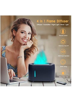 Buy Essential Oil Aroma Therapy Flame Diffuser Humidifier 7 Colors With Waterless Auto-Off Protection For Home,Office,Bedroom in Saudi Arabia