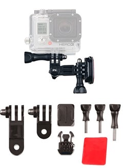 اشتري Motorcycle Helmet Side Mount Kit for Gopro Hero 10/9/8/7/6/5/4 Black Series and Other Action Cameras with Mounting Base, Adhesive Pads, 3-Way Swivel and Thumbscrews في السعودية