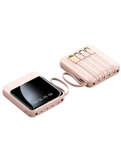 Buy Large-capacity portable digital display charging treasure comes with USB charging cable 10000 mAh mobile phone tablet all-round universal mini mobile power digital display large screen pink in Saudi Arabia