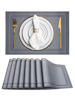 Buy Ablieve Set of 6 Placemats, Non-Slip Crossweave Woven Vinyl Insulation Placemat Washable Table Mats 45x30cm (Grey) in Saudi Arabia