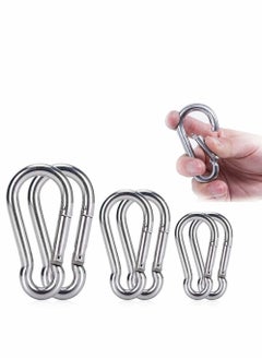 Buy 6Pcs Spring Snap Hooks Carabiner, 304 Premium Stainless Steel Heavy Duty Carabiner Clips Assorted Sizes (2, 2.36, 3.15 inch) for Camping, Fishing, Hiking, Traveling, Backpack, Keychain in Saudi Arabia