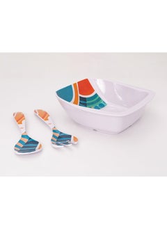 Buy Bright Designs Melamine Square Serving Bowl   Set of 3 with fork and spoon  (L 26cm W 26cm H 9cm) AI in Egypt