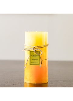 Buy Amara Pillar Candle Pillar Candles Decorative Candles Birthday Candles SPA Candles Party Candles Long Burning Hours Multi Yellow 7X15Cm 460G in UAE