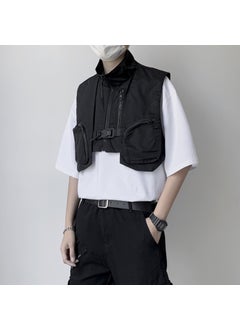 Buy Summer Sleeveless Vest with Large Pockets for Men Black in Saudi Arabia