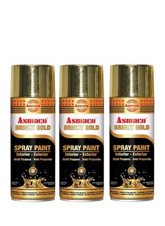 اشتري Asmaco Spry Paint Bright Gold 400 Ml Eco Fill, Pack Of Three, Multi Purpose Interior Exterior Quick Drying Acrylic Paint في الامارات