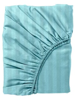 اشتري Tulip (Sea Green) Single Size Fitted Sheet with 1 cm Satin Stripe (90 x 210 + 30 Cm-Set of 1 Pc) 100% Cotton, Soft and Luxurious Hotel Quality Bed linen-300 TC في الامارات