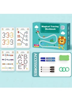 اشتري Magical Tracing Workbook Set for Kids, Practice Copybook with Reusable Pen and Eraser, Early Educational Learning Book for Preschoolers And Kindergarten Kids في الامارات