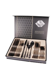 اشتري 24PCS Stainless Steel Silverware Set, (Service for 6) Mirror Polished Flatware Set Cutlery Tableware Set Stainless Steel Eating Utensils Silverware Eating Utensils Tableware Set for Home Kitchen في السعودية