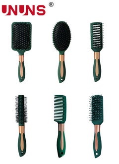 Buy 6Pcs Hair Brush Set Comb Set, Hair Brushes for Long Hair No Tangle Hair Brush Paddle Brush Round Hair Brush Dry Brush for Women Men - For All Hair Types, Natural, Fine & Curly in Saudi Arabia