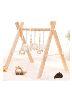 Buy Wooden Baby Gym with 6 Wooden Baby Toys Foldable Baby Play Gym Frame Activity Gym Hanging Bar Newborn Gift Baby Girl and Boy Gym in UAE