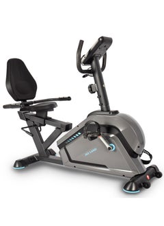 Buy Luxury Exercise Bike with Wheels | Magnetic Recumbent Bike with Backrest Seat, Fit Show App, Bluetooth & Tablet Rack for Home Use in Saudi Arabia