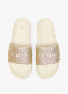 Buy Womens Glitter Print Slip-On Slides in Saudi Arabia