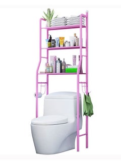 Buy Bathroom Storage Shelf Over the Toilet Three-Tier Metal Space Saving Pink in Saudi Arabia