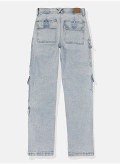 Buy AE Stretch Super High-Waisted Baggy Straight Cargo Jean in Saudi Arabia