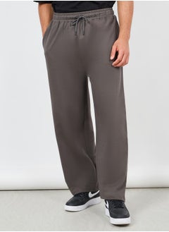 Buy Solid Wide Leg Open Hem Jogger in Saudi Arabia