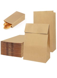 اشتري 50 Pcs Brown Paper Lunch Bag 4lb Small Sandwich Kraft Paper Bags Strong & Durable:15.5x10x30cm, Paper Food Bags, Paper Lunch Bags, Kraft Paper, Sweet Bags Without Handles for Wedding Birthday Party في السعودية