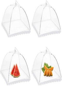 Buy Goolsky 17" x 17" Large Pop up Mesh Screen Food Cover Tents，Reusable and Collapsible Outdoor Picnic Food Covers Mesh (White Set of 4) in UAE