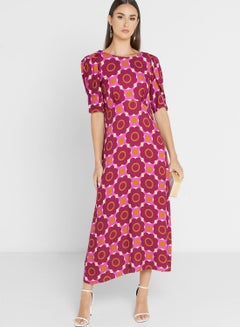 Buy Puff Sleeve Floral Print Dress in Saudi Arabia