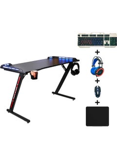 Buy Gaming Table Z Shaped with Keyboard Mouse Headset, And mouse pad in Saudi Arabia