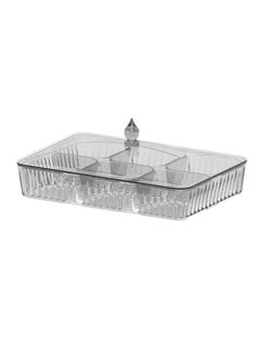 Buy Rectangle With Divider Acrylic Tray JH17P Comes with Stylish Lid Suitable for Storing Small items in UAE