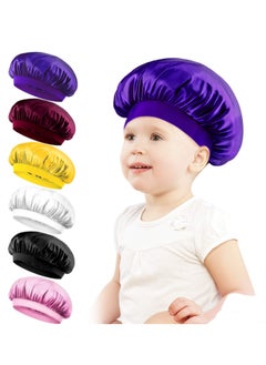 Buy Satin Bonnets Sleeping Caps, Wide Band Sleeping Hats for Kids Toddlers, Adjustable Sleeping Cap Reversible Satin Soft Flower Night Hats for Teens Toddler Child Baby (6 Pieces) in UAE