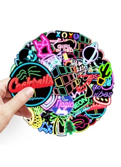 Buy Neon Stickers Aesthetic 50Pcs, Cool Random Stickers Pack for Car, Camping, Waterproof Stickers for Water Bottle Laptop Skateboard Helmet Teens Girls Sticker in UAE