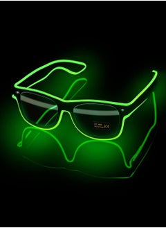 Buy El Wire Glow Sun Glasses Halloween Party DJ Bright Light Safety Light Up Multi-color Frame Voice Control LED Flashing Glasses in UAE