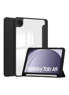 Buy Transparent Hard Shell Back Trifold Smart Cover Protective Slim Case for Samsung Galaxy Tab A9 Black in Saudi Arabia