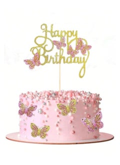 Buy Decorative sticks and decorations for cake decoration for birthdays and parties with the phrase “Happy Birthday” in bright colors with heart-shaped sticks, 13 pieces in Saudi Arabia