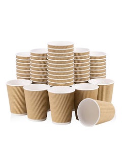 اشتري 50-Piece Hot Beverage Corrugated Disposable Ripple Insulated Coffee Cups 12 Ounce في الامارات