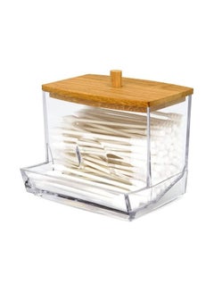 Buy 1 piece acrylic cotton swab holder with a wooden cover in Egypt