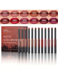 Buy 12 Colors Matte Slim Lipstick Set Silky Charming Rich Color Make Up Lipstick Long Lasting Non Stick Not Fade Waterproof Beauty Lip Liner for Girls Lipstick Set in UAE