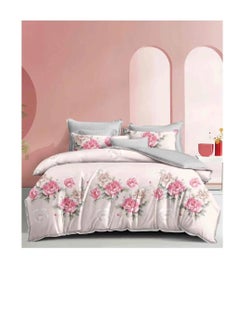 Buy Petals and Floral Designs Single-Size Duvet Cover Set, Multicolour -160x210cm, Fitted sheets size (120x200)+30cm Cotton+Polyester in UAE