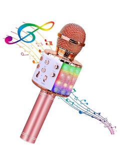 Buy 4 in 1 Karaoke Wireless Speaker With LED Lights, Portable Microphone For Kids Portable Handheld Karaoke Wireless Microphone With Bluetooth Speaker Karaoke Microphone WS-858L Rose Gold in UAE