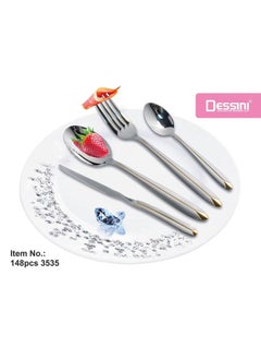 اشتري Dessini 148Pcs Cutlery Set Silver/Gold في الامارات