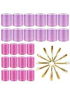 Buy Hair Curlers Rollers, Cludoo 36Pcs Jumbo Big Hair Roller Sets with Stainless Steel Duckbill Clip, 2 Size Self Grip Hair Curlers Rollers for Long Medium Short Thick Fine Thin Hair Bangs Volume in UAE