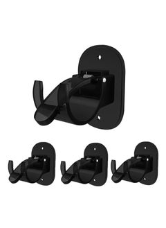 Buy Self Adhesive Curtain Rod Brackets, 4 Pcs Universal Plastic Curtain Rod Holders, No Drill Curtain Rod Brackets, Curtain Rod Hooks, for Bathroom, Bedroom, Livingroom, Kitchen (Black) in UAE